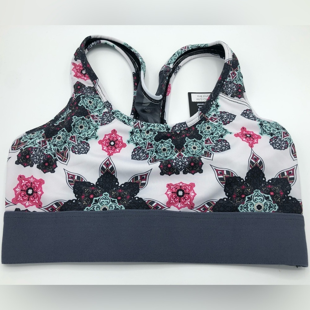 Onzie Hot Yoga Mandala Sports Bra White Size S/M Boho Hippie Sporty Athleisure